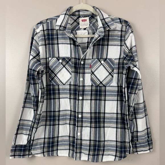 Levi's Other - Levi’s Men’s Plaid Flannel Shirt S Black White Green Blue Green Cotton Cabincore